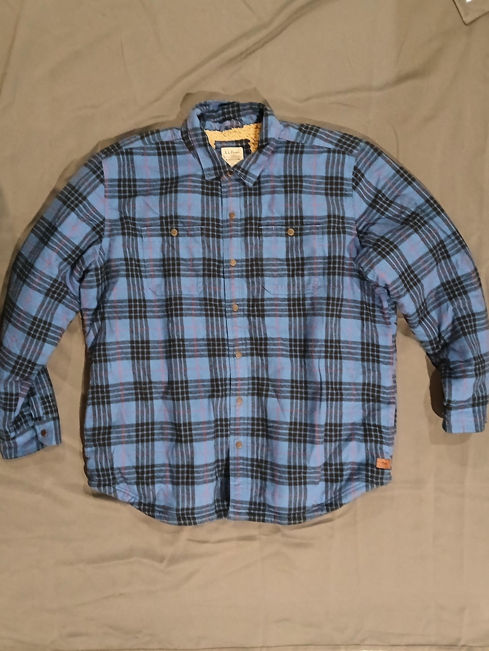 L.L. Bean Blue and Black Plaid Button-Down Shirt